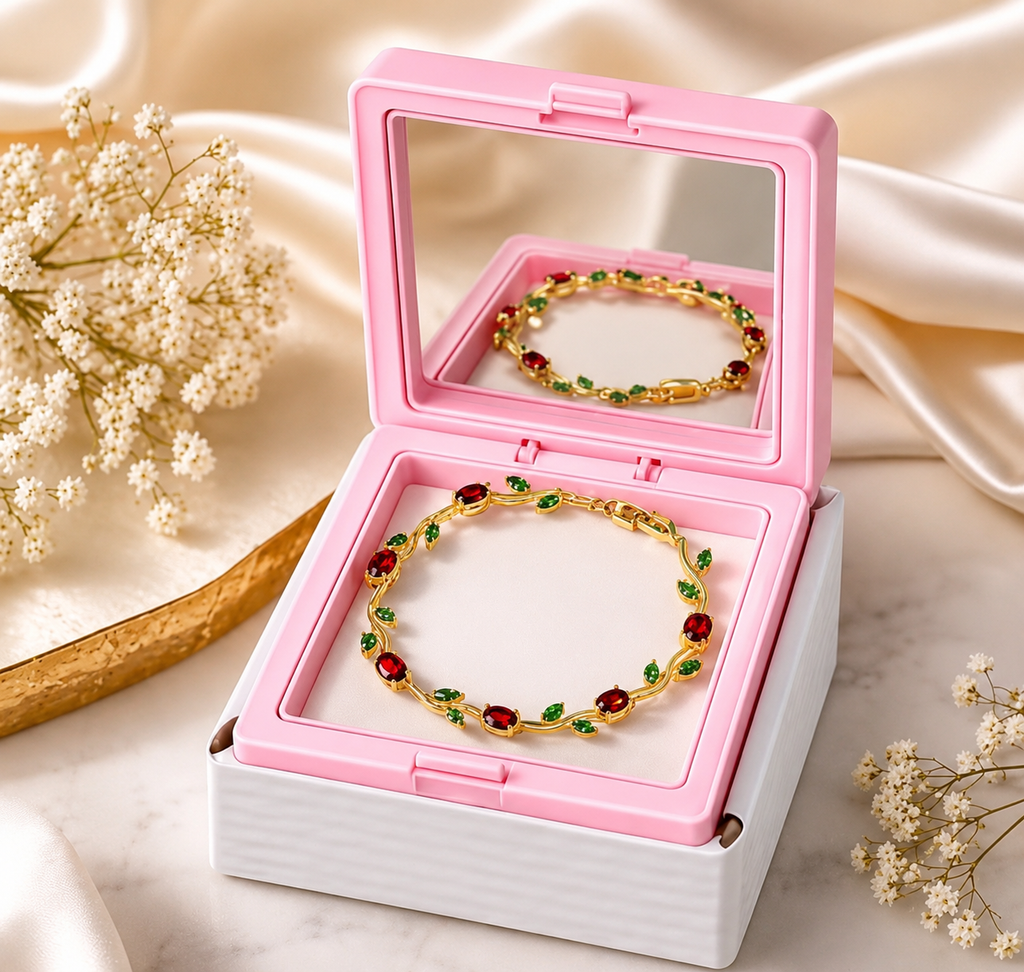 Jelora™ Ruby Tulip Floral Bracelet | Waterproof & Tarnish Resistant