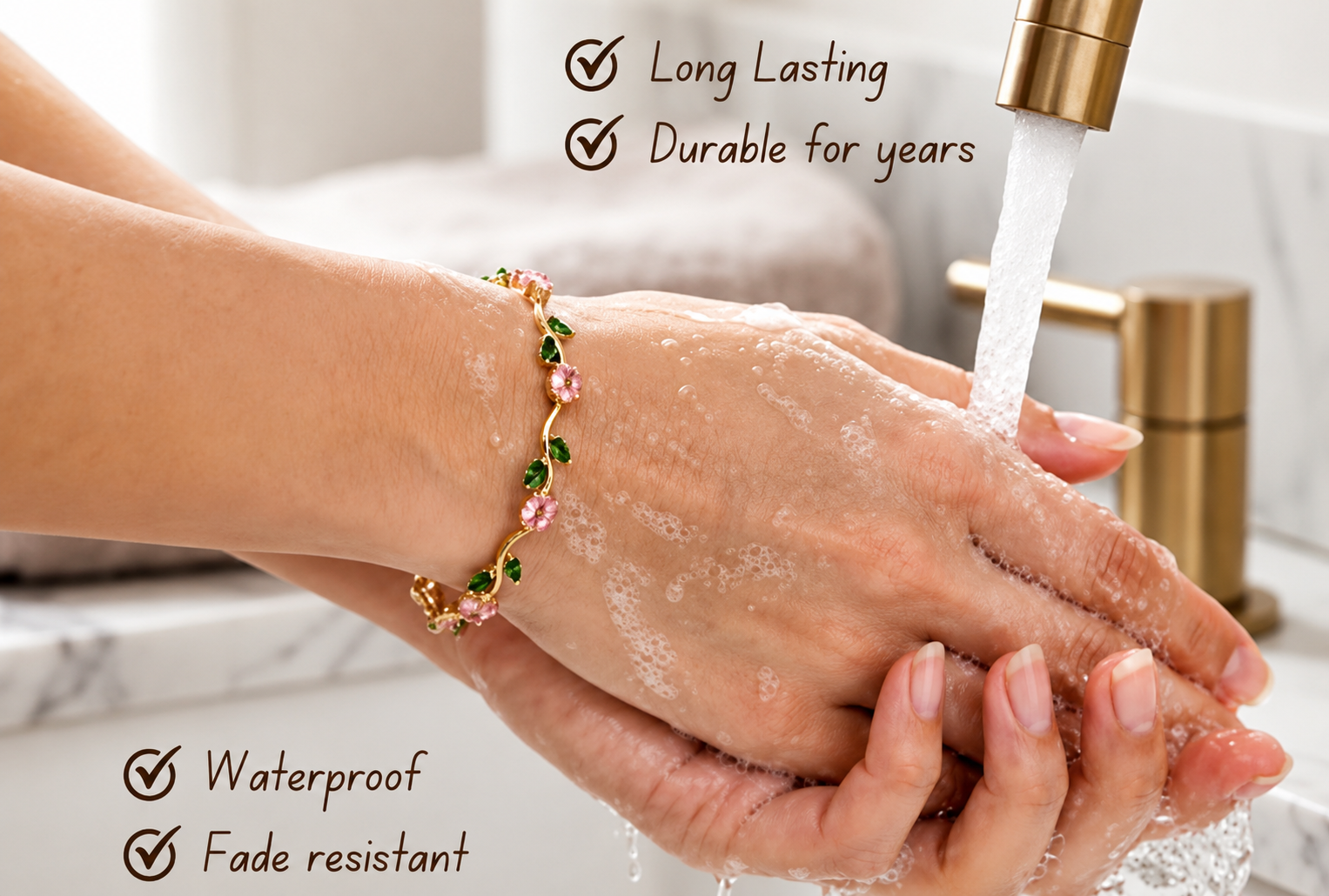 Jelora™ Ruby Tulip Floral Bracelet | Waterproof & Tarnish Resistant