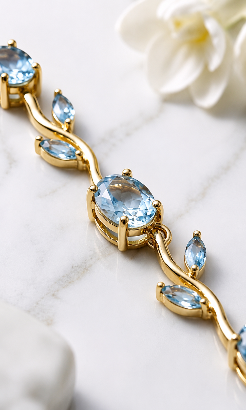 Jelora Azure Vine Bracelet – Gold-Plated Blue Crystal Adjustable Bracelet